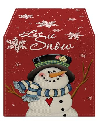LOZULO Weihnachten Modern Leinenoptik Rot Tischläufer | Abwaschbar Tischläufer Esstisch Tisch Dekoration für Hochzeiten Outdoor Drinnen Urlaub Party Dekor 40 x 140 cm