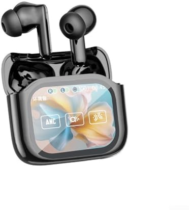 Feeshoppher AI Translation Wireless Earbuds with LCD Display 6.0 IPX7 Waterproof In Ear Headphones High Fidelity Stereo Sound for Travel Business and Sports Supporting 140(Black)