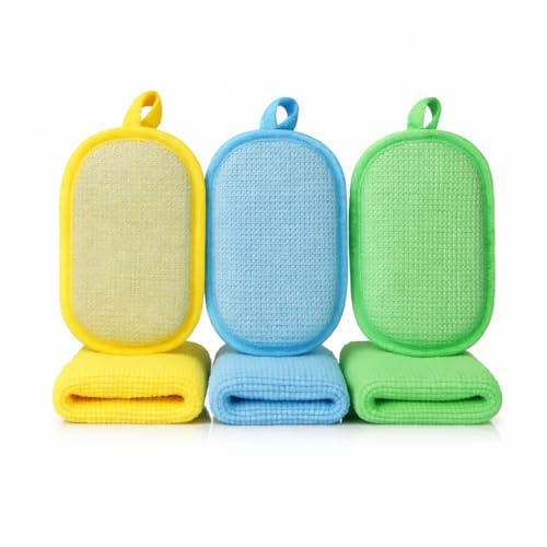 6 Pcs Kitchen Sponges & Cleaning Cloth Set, Reusable Multi-Purpose Washing Up Sponges & Cloths, Non-Scratch Scourer Pads for Dishes, Worktops & Household Cleaning