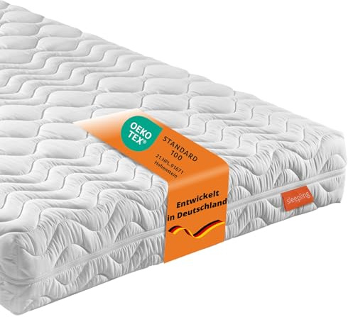 sleepling Matratze 120x200, Höhe 21cm, Wendematratze H2/H3, Comfort 500 Duo | 7-Zonen Kaltschaummatratze mit 2 Härtegrade, Wendegriffe, Kaltschaum, 21cm hoch, Made in EU, OEKO-TEX, Waschbar bis 60 Grad