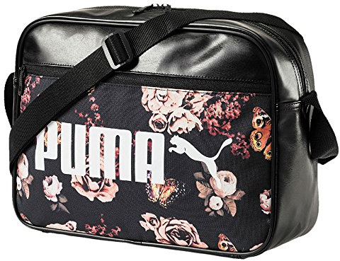 Puma Campus Reporter Umhängetasche, schwarz (Nero/Flower Graphic), 40 x 29 x 13,5 cm