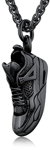 U7 Herren schwarz Edelstahl Kette Sport Schuh Form Anhänger Halskette 60cm Weizenkette verstellbar Hip Hop Punk Halskette Vatertag Modeschmuck für Männer Jungen schwarz