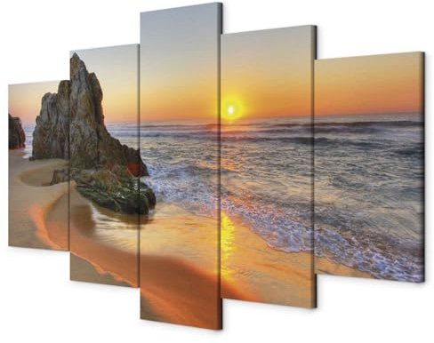 murando - Wandbilder XXL Strand Meer 200x100 cm Vlies Leinwandbild 5 Teilig Kunstdruck modern Wandbilder XXL Wanddekoration Design Wand Bild - Landschaft c-B-0463-b-m