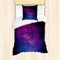 ABAKUHAUS Galaxie Ensemble de Housse de Couette, Stardust Espace de Rainbow, Décoratif, 3 Pièces avec 2 Taies d'oreiller, 135 cm x 200 cm, Noir-Rose-Bleu