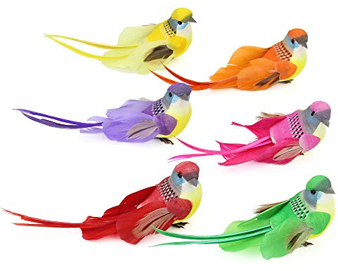 ToSSme 6PCS Bunte sehr Nette künstliche Schaum Feder Minihandwerk Vogel Ausgangsgarten Dekor, Weihnachtsbaum Verzierungen