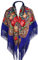 Gudessly Traditioneller Schal für Damen, mit Quaste, Fransen, Halstuch, Kopfschal, Retro-Schal, Blumenmuster, Poncho-Druck, Königsblau, Einheitsgröße