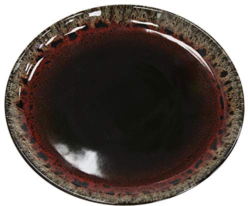 Cheerful Bargains 20cm High Gloss Stoneware Side Salad Plates - Dinner Plates with Elegant Marble Effect Design, Red, Perfect for Appetisers, Dishwasher & Microwave Safe