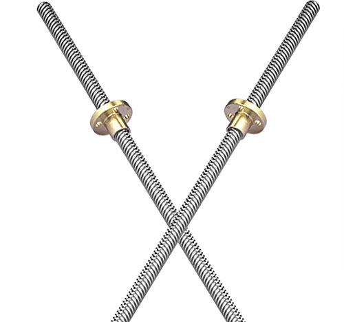 S SIENOC Barra de husillo roscado T8 para impresora 3D de 350 mm, riel lineal, eje de barra, husillo + tuerca de cobre (tipo 1, 2 juegos, 350 mm)