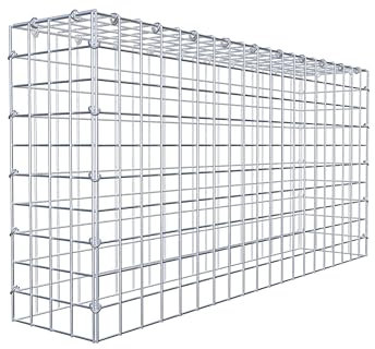 GABIONA Gabion de culture type 3 carré, maillage 5 x 5 cm, profondeur 20 cm, gabion 100 x 50 x 20 cm (L x H x P), anneau en C