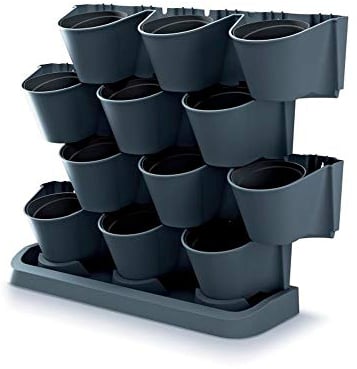 Prosperplast Cascade Garden jardinière verticale en plastique de couleur anthracite 68,5 (L) x 19 (l) x 54,6 (H) cm