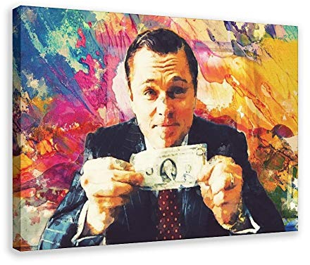 ASDSF Filmposter The Wolf of Wall Street Leonardo DiCaprio, 1 Leinwand-Poster, Schlafzimmerdekoration, Sport, Landschaft, Büro, Raumdekoration, Geschenk, 50 x 75 cm, Rahmen-style1