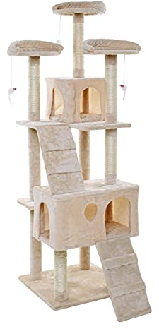 ESTEXO Katzenkratzbaum Kratzbaum Katzenbaum 170 cm XXL Spielbaum Kletterbaum für Katzen Kratzmöbel Spielmöbel Beige