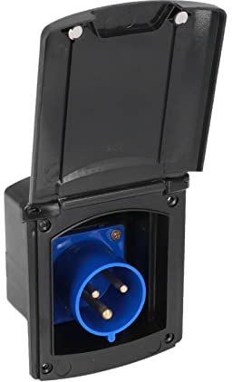 Entatial Alimentation Externe pour Camping-Car, boîtier de Prise de Courant Port 32A 220V‑250V Montage intégré Étanche Performance Stable pour Les campeurs Remorque Caravane(Le Noir), default