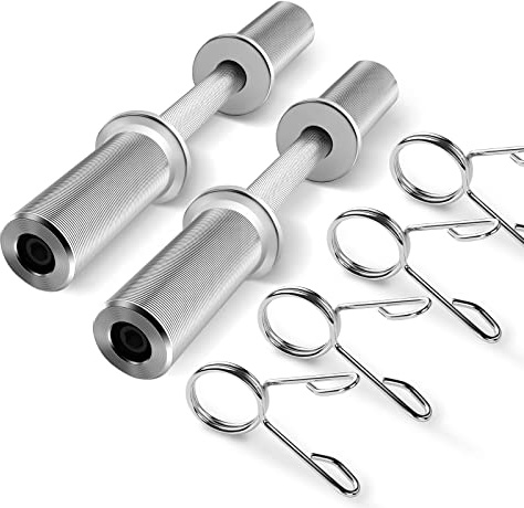 Uboway Olympic Dumbbell Handles: 16 Olympic Dumbbell Bar for 2 Olympic Weight Plates, Loadable Dumbbells with 4 Spring Collars, Home Gym Strength Training