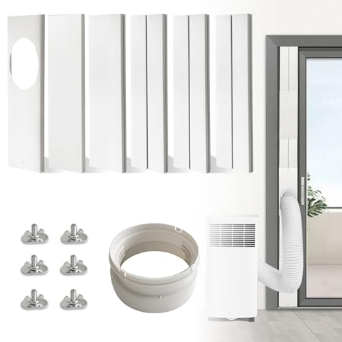 JEACENT Tragbare Klimaanlage Schiebetür AC Vent Kit, Universal verstellbare PVC Balkondichtung Kit Platten bis 228 cm, für 13 cm und 15 cm Durchmesser tragbare AC Abluftschlauch