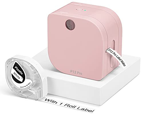 Phomemo P12-Pro Mini Bluetooth Etikettiergerät, USB aufladbares Thermo-Beschriftungsgerät Selbstklebend, Etikettendrucker für Büro, Zuhause, Wireless Labeldrucker für iOS & Android-Rosa