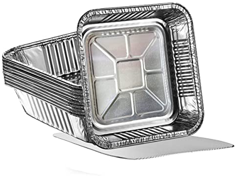 Huhemy Bandejas Aluminio Desechables 10 Piezas,Bandeja aluminio,Bandeja Barbacoa Grandes Bandejas de Aluminio,Para Cocinar, Asar, Cocinar, Catering, Congelar. (1650ml)