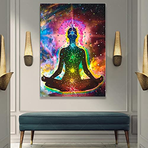 Sieben Chakren Poster Sieben Arten von Licht Balance Chakren Kunst Leinwand Gemälde Wohnkultur Für Wohnzimmer Wand Kunstdruck 70x100cm Rahmenlos