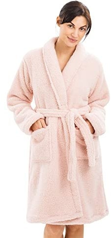 HOMELEVEL Accappatoio Donna Spugna Morbida Senza Cappuccio - Vestaglia Donna Pile Soffice - Veste da Camera - Asciugamano Palestra con Tasche Piscina