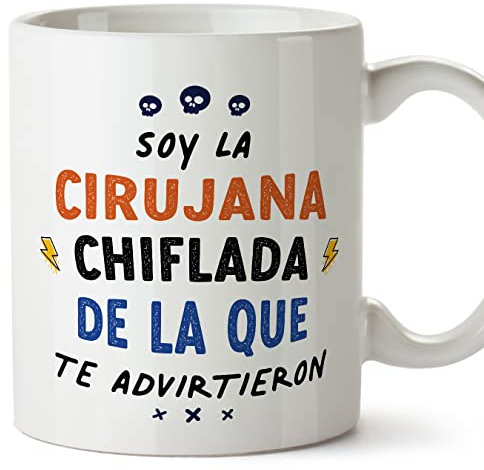 MUGFFINS Tazas para CIRUJANA mujer - En Español - Todos te advirtieron - 11 oz / 330 ml - Regalo original y divertido