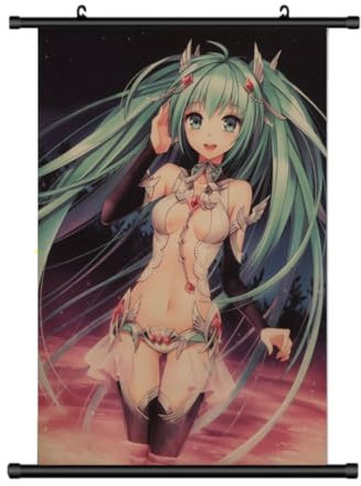 Großes 60x90CM Vocaloid Kakemono Rollbild | Anime Manga Stoffposter Wallscroll Poster | Wanddeko Geschenk | Hatsune Miku