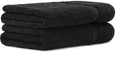 Luckytowel Saunahandtuch 2er Set Saunatuch XXL 80x200 cm groß aus 100% Baumwolle - 600g/m² Oeko-Tex Saunatücher-Set 2er Pack Schwarz