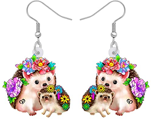 LONYOO Acryl Muttertag Ohrringe Dangle Lovely Baby und Mama Tiere Ohrringe für Frauen Mädchen Mama Geschenke (Mehrfarbige Igel Ohrringe)