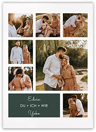 Maverton Leinwandbild mit eigenem Foto - personalisiertes Foto Leinwand mit Holzrahmen - Größe 30x40 oder 50x70 - Fotoleinwand Collage - Fotobild auf Leinwand für Paar - wir - 50 x 70 cm