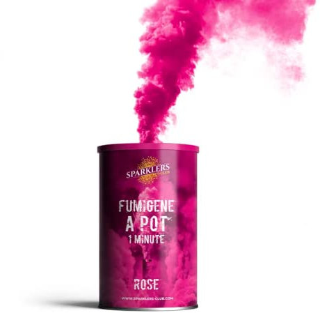SPARKLERS CLUB Fumigène en Pot 1 MINUTE couleur Rose - Allumage à mèche, durée 60 secondes, fumigene couleur à poser au Sol - fumigene pot au sol - Catégorie F1 - LIVRAISON 24/48H