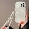 Bakicey Mobile Phone Case for iPhone XR Case with Pearl Chain Aesthetic White Heart Design Protective TPU Women Girls Glitter Shockproof Case with Cute Chain for iPhone XR