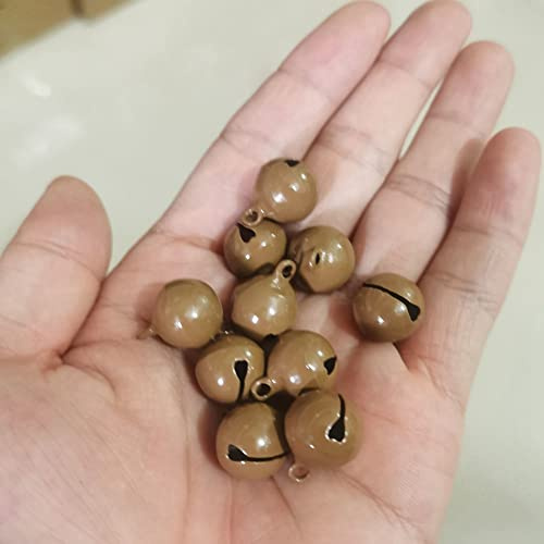 SHTGOI 50 Stücke Glöckchen Schellen Glocke 14mm Kleine Glocken Metallglöckchen Schlittenglocken Bastelglocken für Weihnachtsdekoration Schmuckherstellung Haustierhalsbänder Schlüsselbund Braun