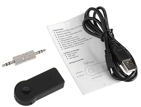Tyenaza Receptor Bluetooth, Adaptador Bluetooth para Automóvil, Receptor Bluetooth Auxiliar De Llamada Manos Libres De 3,5 Mm Y 2,4 GHz para Automóvil, Parlantes, Auriculares con Cable