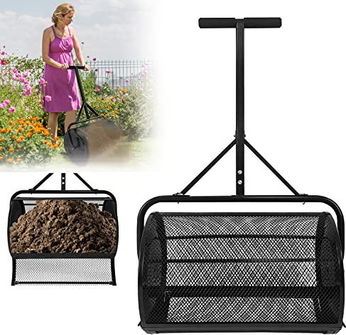 YUENFONG Spandiconcime 80L Rullo da giardino con setaccio a rete Spandiconcime Maniglia in spugna per fertilizzante Piantine Prato