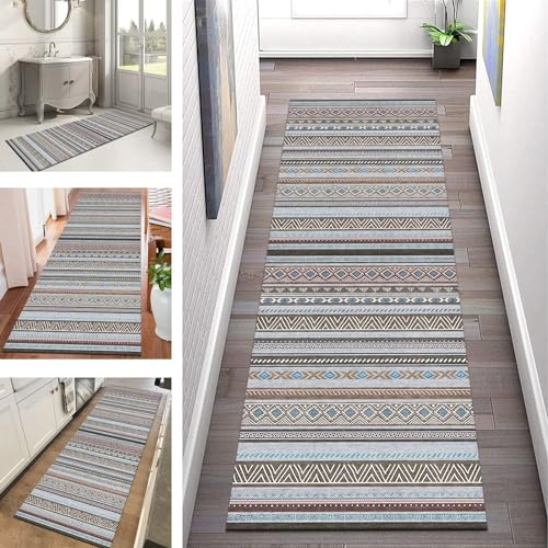Teppich Läufer Flur Küche rutschfest waschbar Teppichläufer Lang 100X300CM Modern Marokkanisch Küchenläufer Flurteppich Flurläufer Esszimmer Schlafzimmer Wohnzimmer Schmutzfangmatte Breit 40-120cm