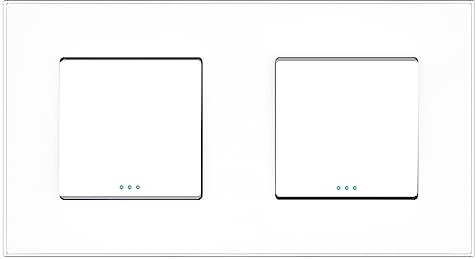 PULSAR Lichtschalter mit Wechselschalter Unterputz Glas Weiß 2 Fach, Doppelschalter 157x86mm Moderner Lichtschalter/Wippschalter Doppelt