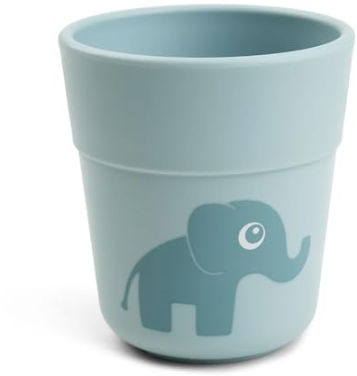 Done by Deer Foodie mini Trinkbecher Elphee Blau – Der Kinderbecher hat die idealen Größen für kleine Hände, Ø6,5xH7cm - Plastikbecher aus 100% PP in Lebensmittelqualität (135 ml)