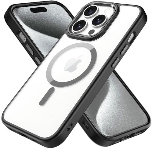 TECHGEAR iPhone 15 Pro Tough Case [Magnetic Fusion] Premium Tough Rugged Protective Case Slim Heavy Duty Protection with Clear Back Compatible with MagSafe For iPhone 15 Pro 6.1 - Black