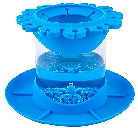 PEUTIER Paint Brush Cleaner Rinse Cup, All-in-One Silicon Paint Brush Cleaner Detachable Art Brush Cleaner Cup Paint Brush Holder Cleaner for Acrylic Watercolor Water-Based Paint (Blue)