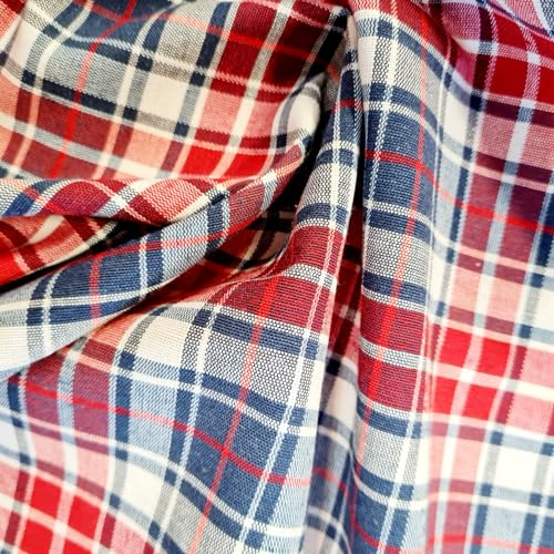 Stoff Meterware pflegeleicht 0,5 m Karo Blau weiß rot kariert Kelsch Dekostoff Vorhangstoff Tischdeckenstoff Kissenstoff selber nähen Meterware