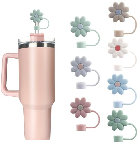 Velaco 7pc 0.4in/10mm Silicone Straw Covers - Compatible with Stanley 20-40 Oz Cup, Dust-Proof Straw Caps for Water Bottle