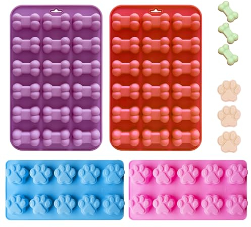 TECHEEL Hundekekse Backform 4 Stück Backmatte Hundekekse Hundekekse Backform für Hundekeks Silikon Hundekekse Backform Silikon Hundekekse für DIY Hundekekse und Leckerlis