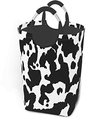 Wäschekorb, Wäschekorb, Spielzeug-Organizer, wasserdichter Kinderzimmer-Korb, 50 l, Kuhfell, schwarz-weiße Punkte, Wildtiere