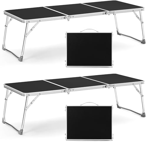Namalu 2 Pack Klappbar Campingtisch Tragbar Aluminium Picknicktisch 37,8 x 16,5 x 10,8 Zoll Leicht Dreifach Picknick Camping Tisch mit Griff Mehrzweck Klapptisch für Außen Grillen Garten Kochen