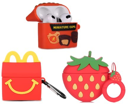 (3Pack) Hülle für AirPods 3rd Erzeugung (2022), XMBYGY Silikon AirPods 3 Ohrhörer Hülle Schutzhülle mit süßem lustigem Hautdesign, mit Schlüsselanhänger