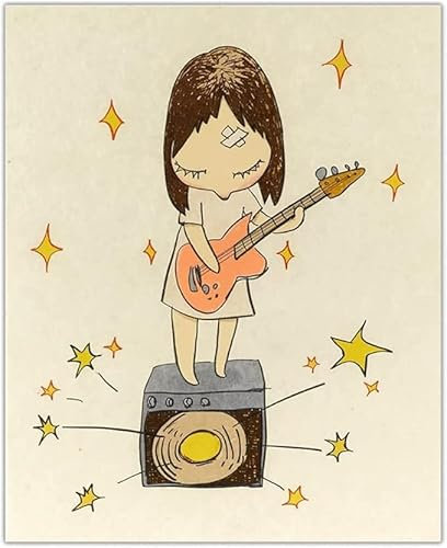 ORCOW Poster, Gitarrenmädchen, Leinwand-Poster, Wandkunst, Yoshitomo Nara, Gemälde, Yoshitomo Nara, Drucke, Moderne Bilder für Heimdekoration, 40 x 60 cm, ohne Rahmen