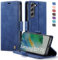 XYGLOW Handyhülle für Samsung Galaxy S21 FE Hülle Klappbar Premium PU Lederhülle Klapphülle【RFID Schutz】 Kartenfach Standfunktion Schutzhülle für Samsung S21 FE 5G Flip Case Wallet Tasche Cover, Blau