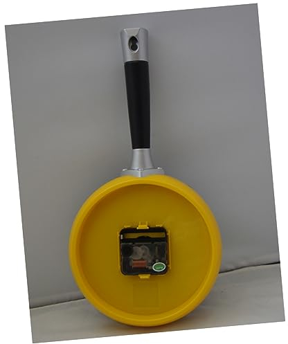 TOPBATHY Funny Frying Pan Style Wall Clock Yellow Hanging No Battery Decorative Timepiece Modern Pan Clock