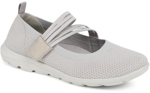 Pavers Womens Casual Trainer Pumps in Light Grey - Comfortable Shoes to Walk in with Touch Fastening Strap - Cushioned Insole for Everyday Wear - UK Size 6