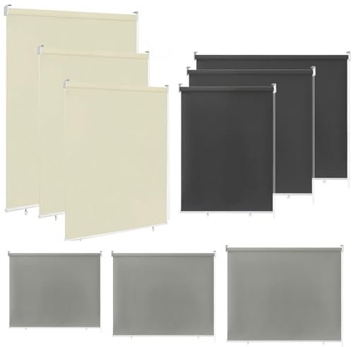 LILIIN Außenrollo Verdunklungsrollo Thermorollo Klemmrollo 140 x 140 cm Sichtschutz Sonnenchutz Balkonmarkise Wetterfest Outdoor Rollo für Terrasse und Garten Fenster & Türen, Grau