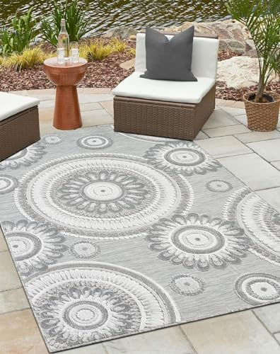 MY-RUG Outdoor Teppich wetterfest 160 x 230 cm, UV beständig & robust für Garten Terrasse, Balkon Küche & Wohnzimmer, kurzflor waschbarer Wohnzimmerteppich, Reed II